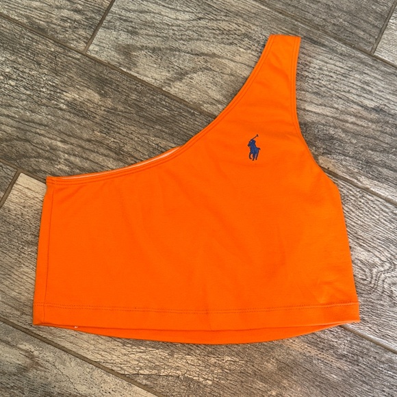 Frankie Shop Tops - Bright Orange Asymmetrical Crop Top